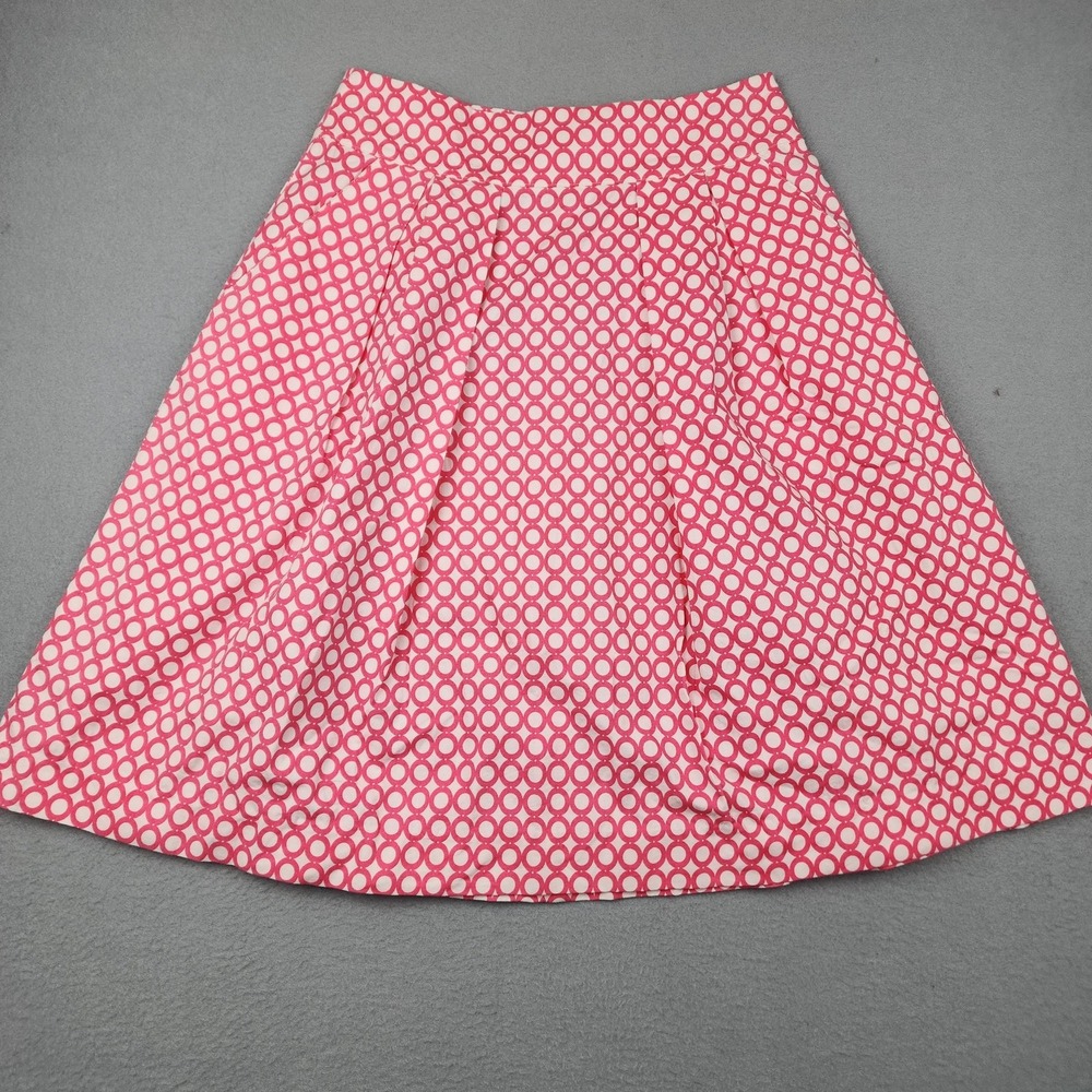 Kayce Hughes Skirt Womens 4 Pink Polka Dot A Line Cotton Twill Knee Length
